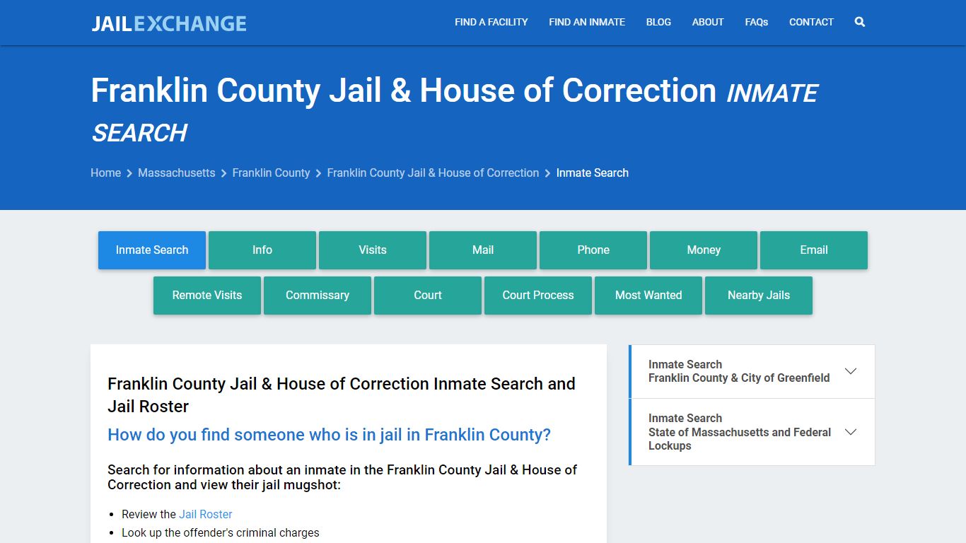 Franklin County Jail & House of Correction Inmate Search